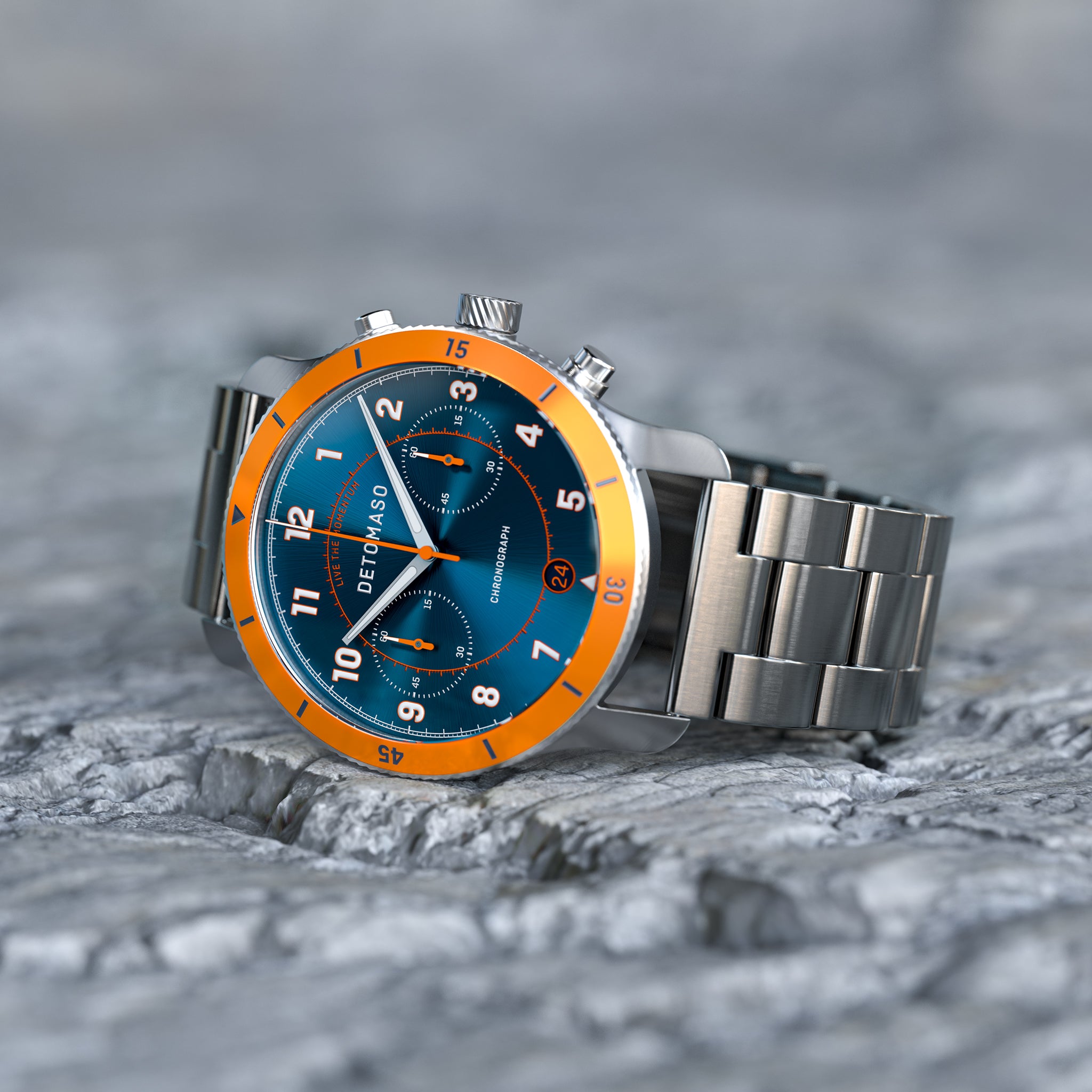 VENTURE CHRONOGRAPH BLUE ORANGE - Stainless steel Silver Brushed - Detomaso Watches