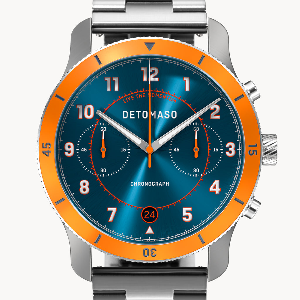 VENTURE CHRONOGRAPH BLUE ORANGE - Stainless steel Silver Brushed - Detomaso Watches