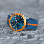 VENTURE CHRONOGRAPH BLUE ORANGE - Ocean Plastic Blue Orange Woven - Detomaso Watches