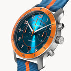 VENTURE CHRONOGRAPH BLUE ORANGE - Ocean Plastic Blue Orange Woven - Detomaso Watches