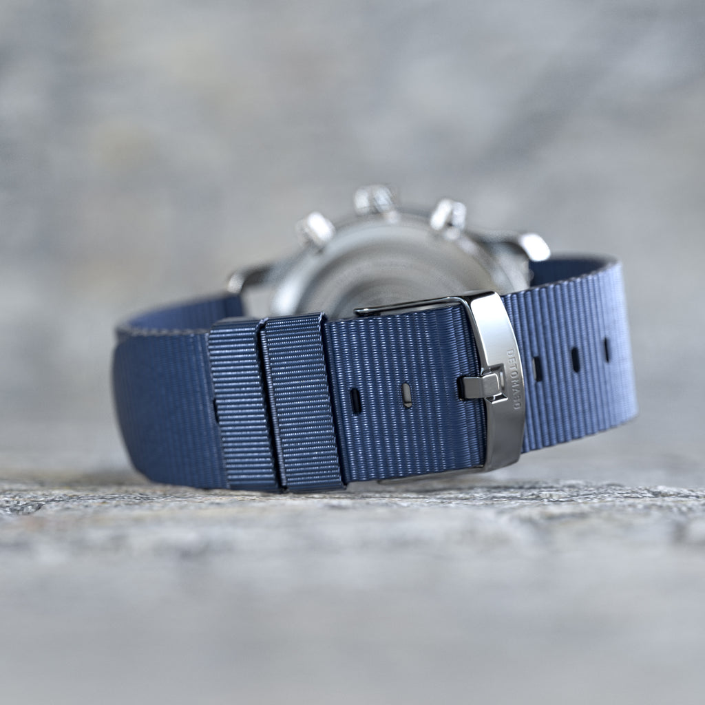 VENTURE CHRONOGRAPH BLUE ORANGE - Ocean Plastic Dark blue Woven - Detomaso Watches