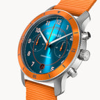 VENTURE CHRONOGRAPH BLUE ORANGE - Ocean Plastic Orange Woven - Detomaso Watches