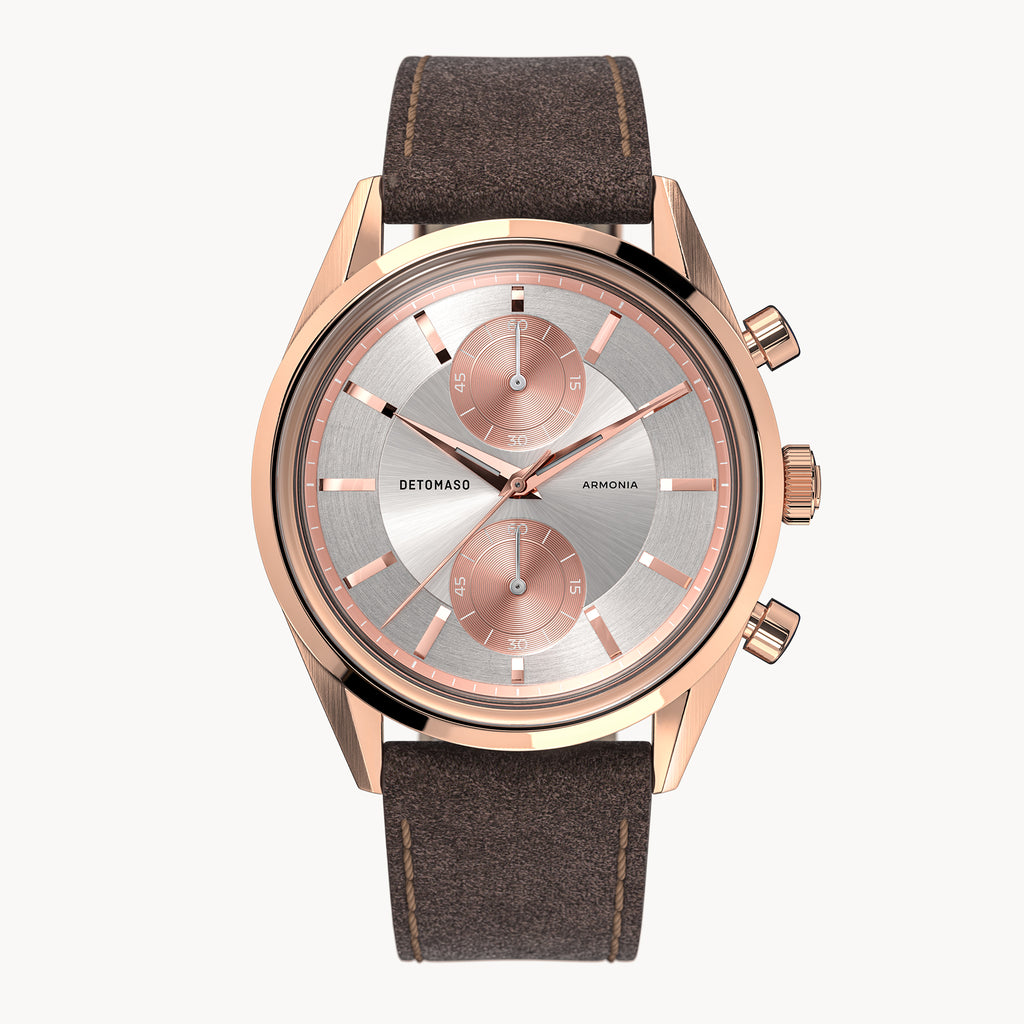 ARMONIA CHRONOGRAPH ROSE - Leather Dark Brown Soft - Detomaso Watches