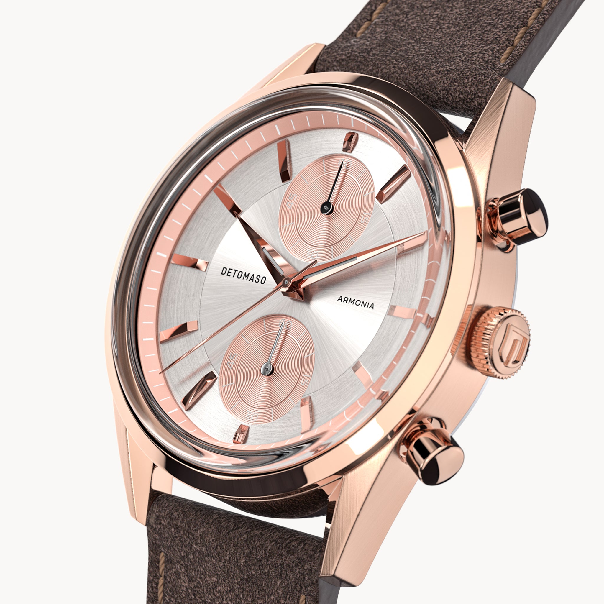 ARMONIA CHRONOGRAPH ROSE - Leather Dark Brown Soft - Detomaso Watches