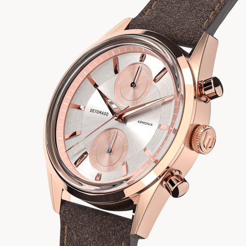 ARMONIA CHRONOGRAPH ROSE - Leather Dark Brown Soft - Detomaso Watches