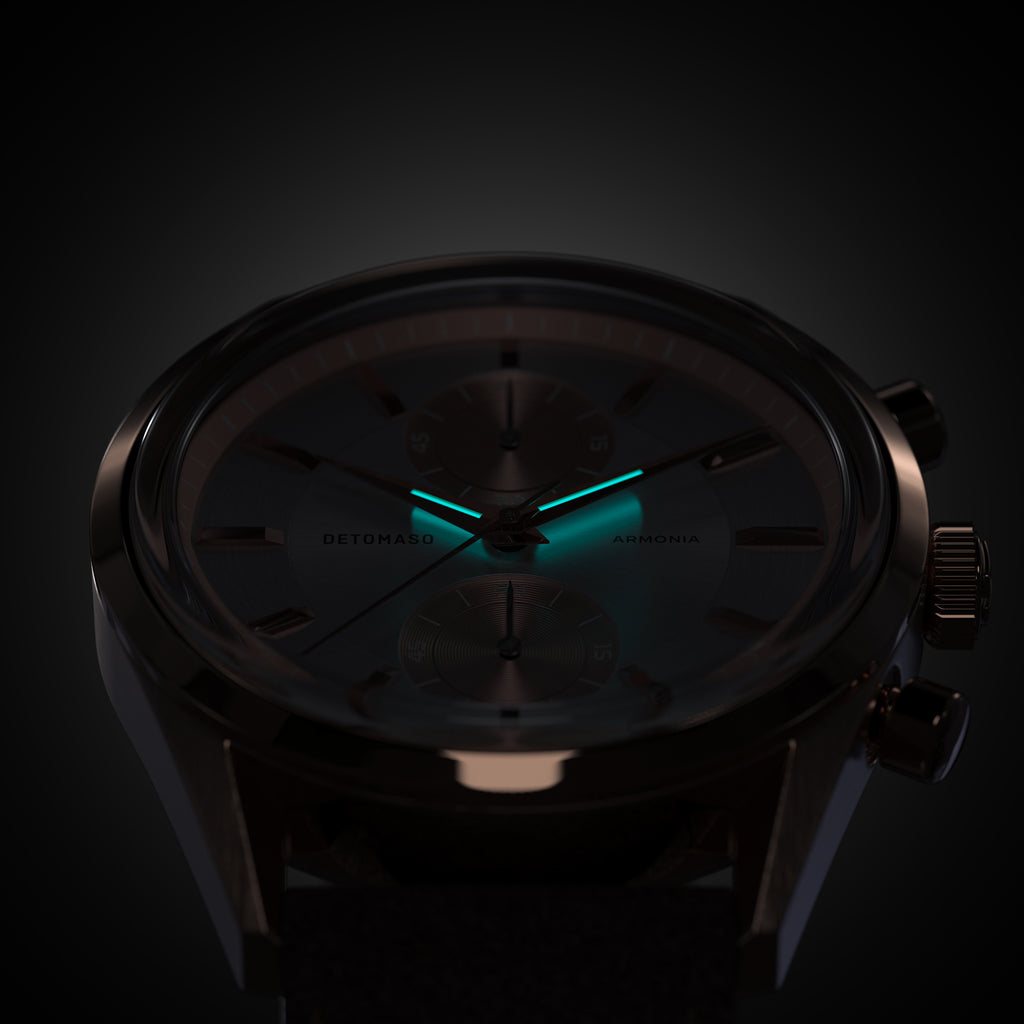 ARMONIA CHRONOGRAPH ROSE - Leather Dark Brown Soft - Detomaso Watches