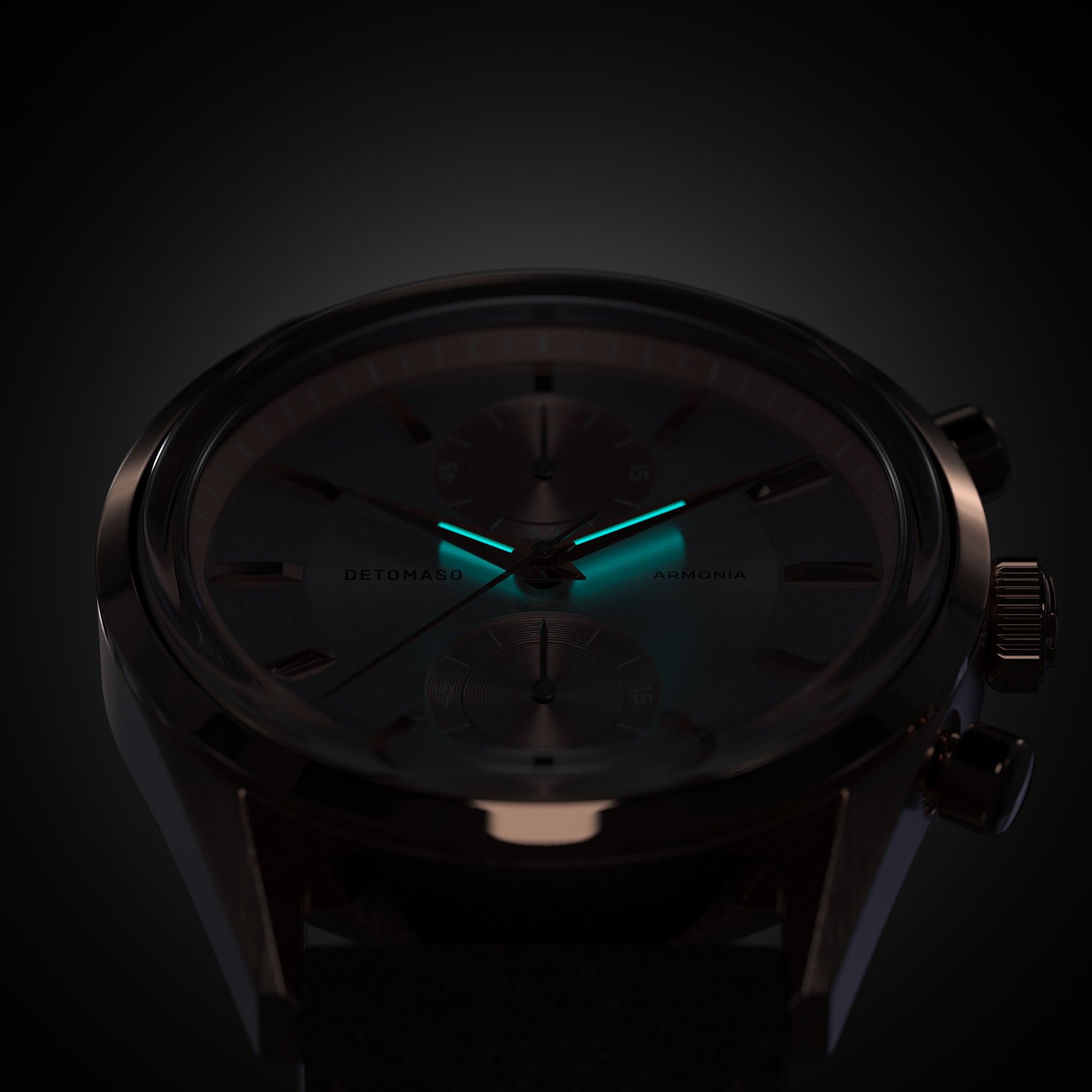 ARMONIA CHRONOGRAPH ROSE - Leather Dark Brown Soft - Detomaso Watches