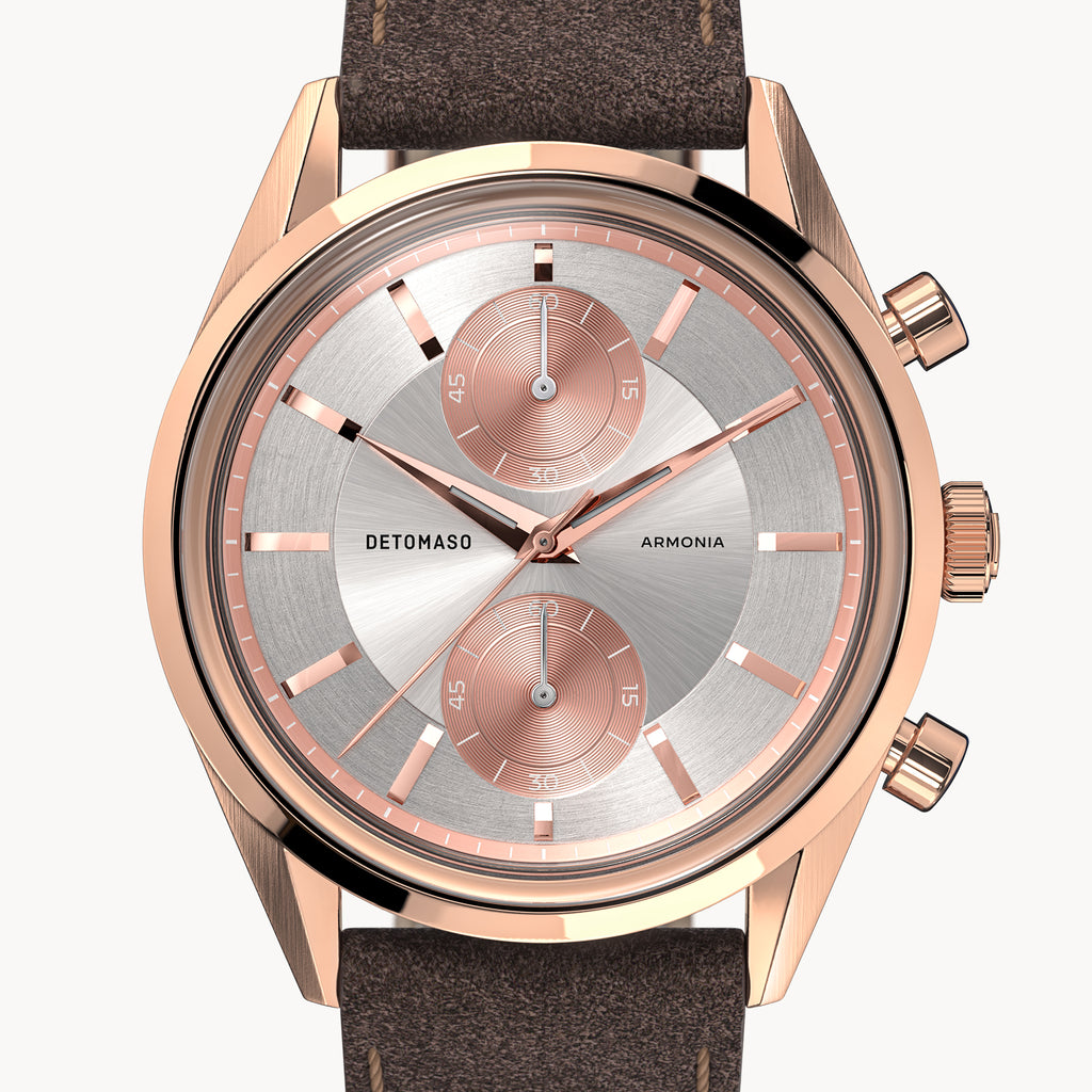 ARMONIA CHRONOGRAPH ROSE - Leather Dark Brown Soft - Detomaso Watches
