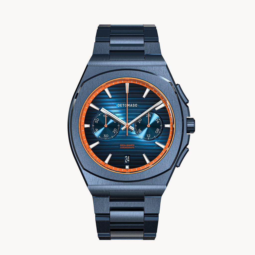 VOLTRE CHRONOGRAPH FIRST EDITION BLUE ORANGE - Stainless steel Blue Brushed Matte - Detomaso Watches