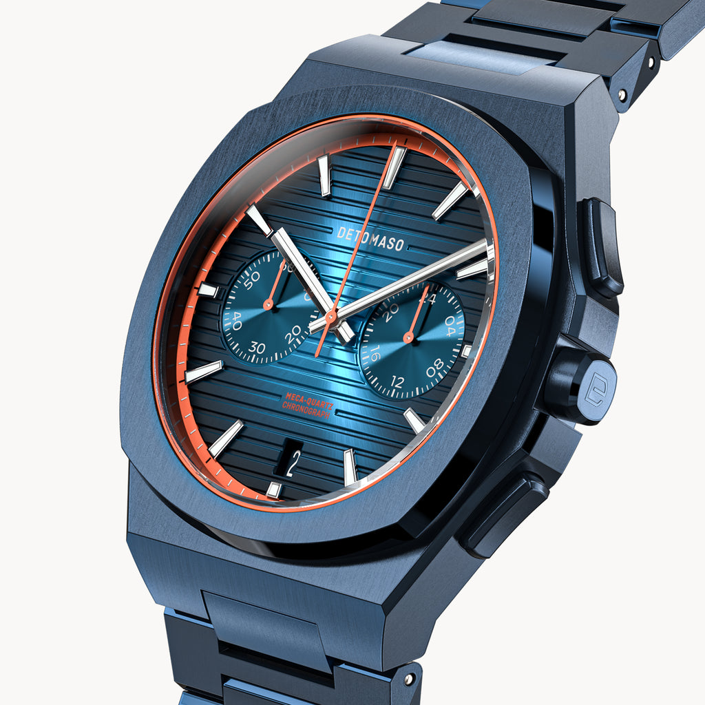 VOLTRE CHRONOGRAPH FIRST EDITION BLUE ORANGE - Stainless steel Blue Brushed Matte - Detomaso Watches