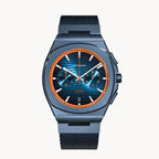 VOLTRE CHRONOGRAPH FIRST EDITION BLUE ORANGE - Mesh Blue Brushed Matte - Detomaso Watches