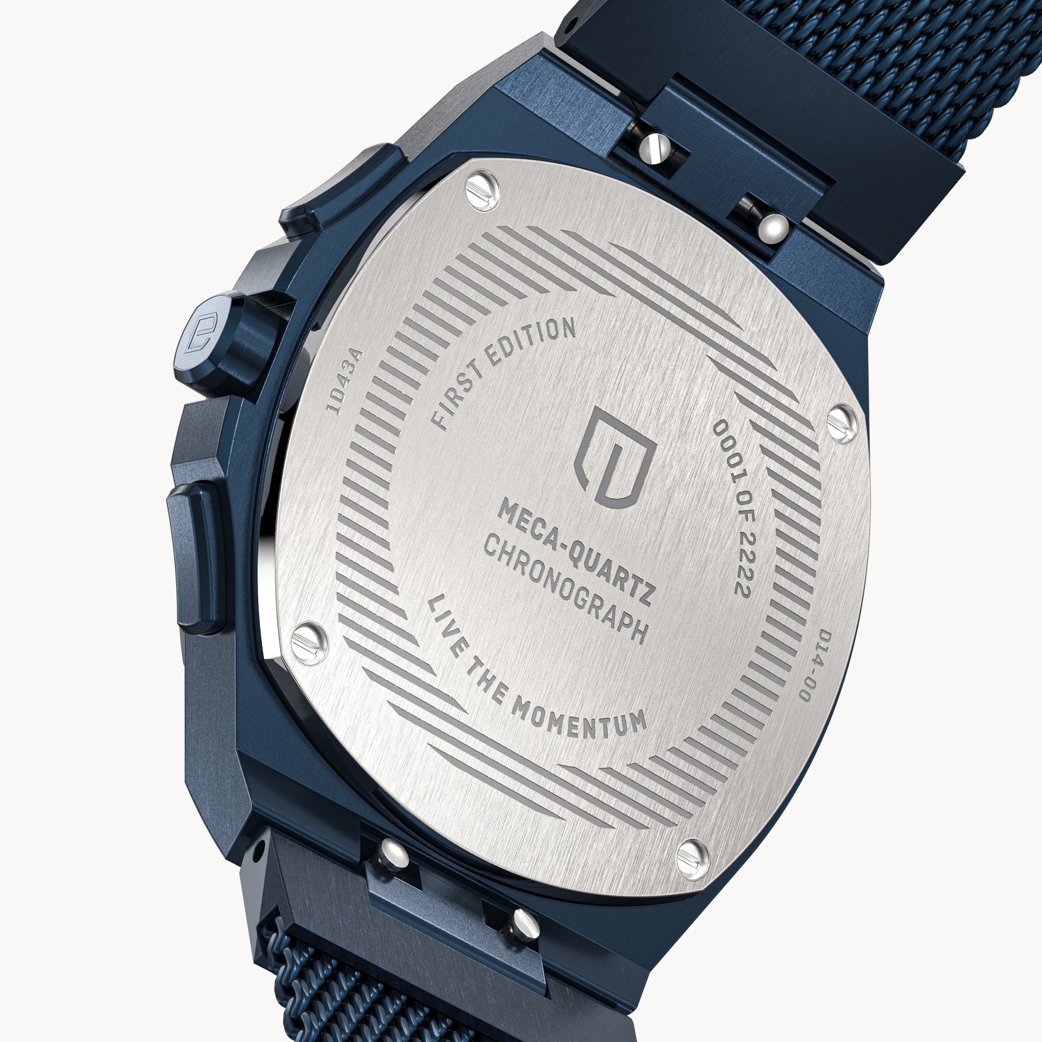 VOLTRE CHRONOGRAPH FIRST EDITION BLUE ORANGE - Mesh Blue Brushed Matte - Detomaso Watches