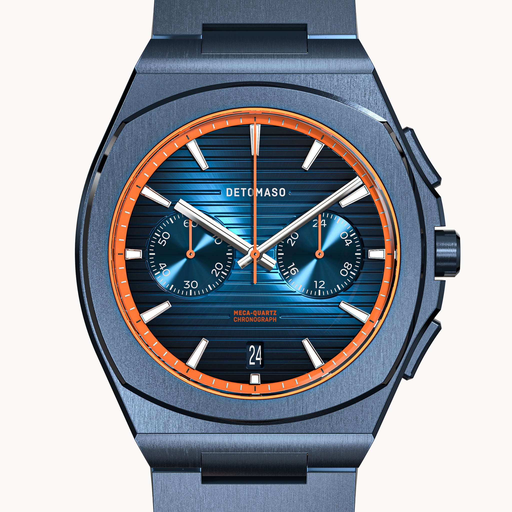 VOLTRE CHRONOGRAPH FIRST EDITION BLUE ORANGE - Mesh Blue Brushed Matte - Detomaso Watches