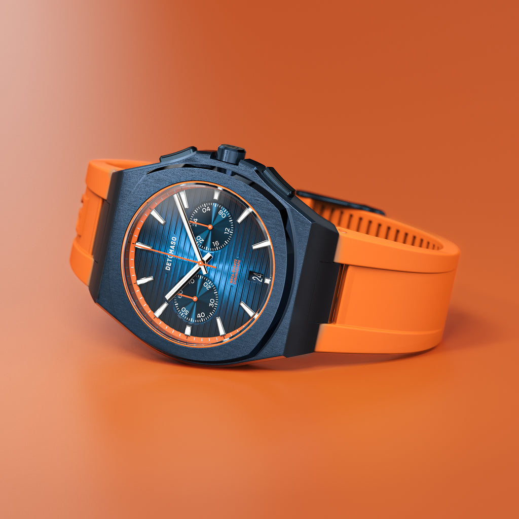 VOLTRE CHRONOGRAPH FIRST EDITION BLUE ORANGE - reTPU Orange Matte - Detomaso Watches