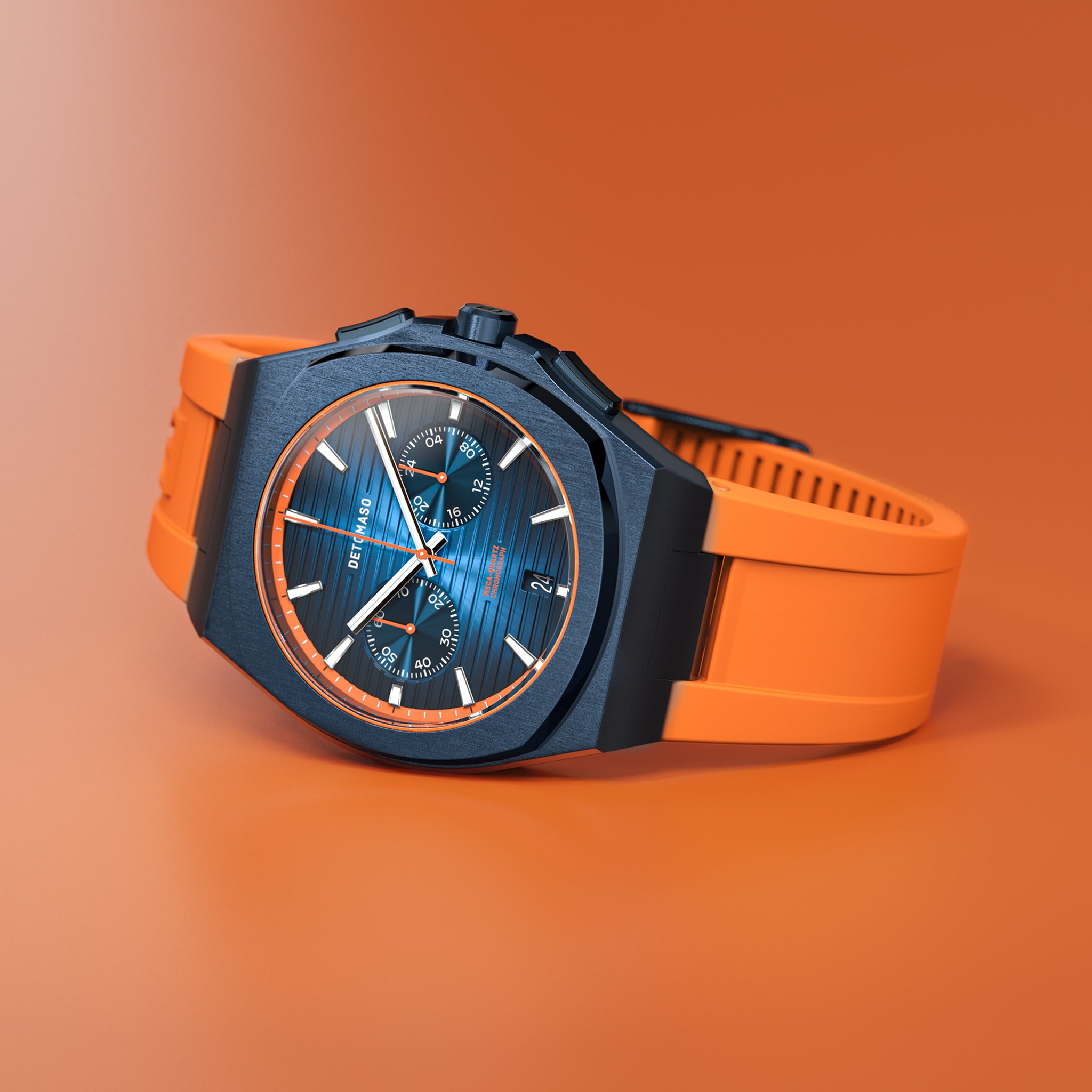 VOLTRE CHRONOGRAPH FIRST EDITION BLUE ORANGE - reTPU Orange Matte - Detomaso Watches