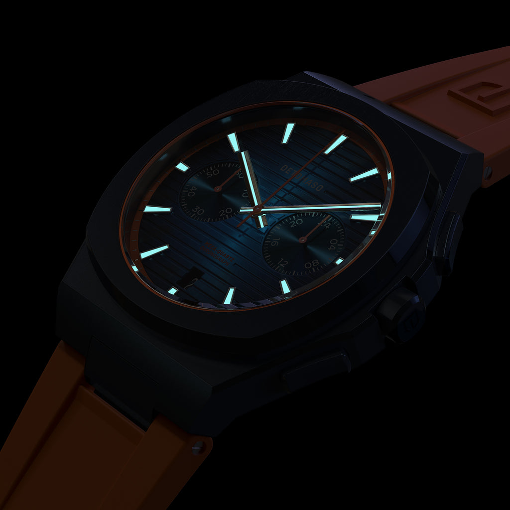 VOLTRE CHRONOGRAPH FIRST EDITION BLUE ORANGE - reTPU Orange Matte - Detomaso Watches