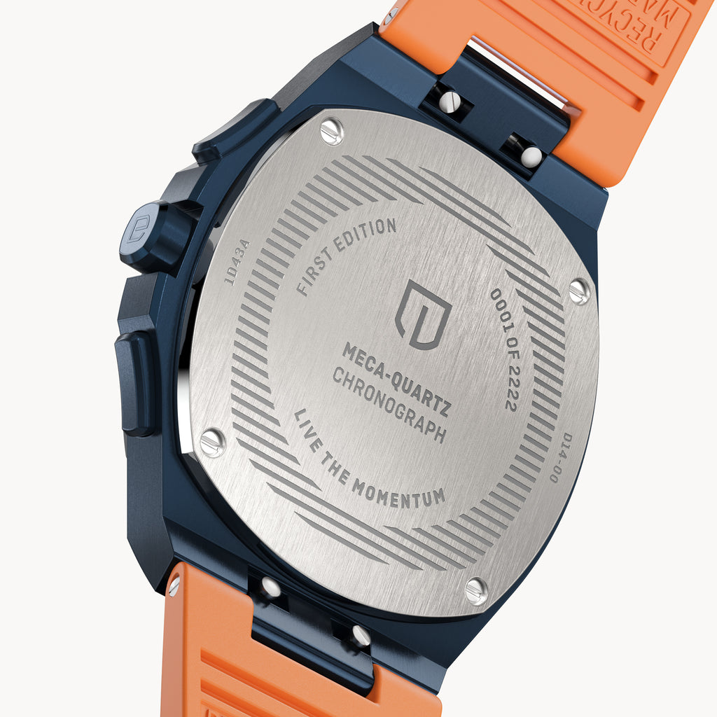 VOLTRE CHRONOGRAPH FIRST EDITION BLUE ORANGE - reTPU Orange Matte - Detomaso Watches