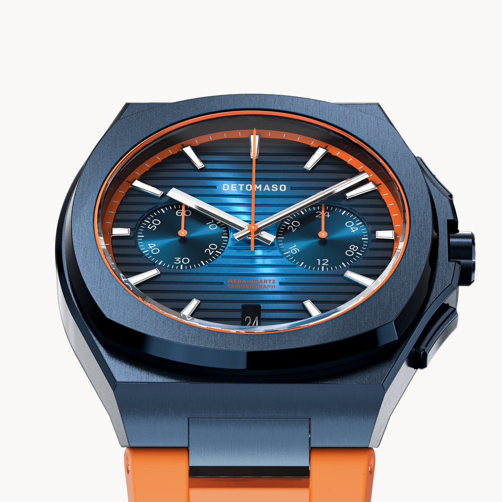VOLTRE CHRONOGRAPH FIRST EDITION BLUE ORANGE - reTPU Orange Matte - Detomaso Watches
