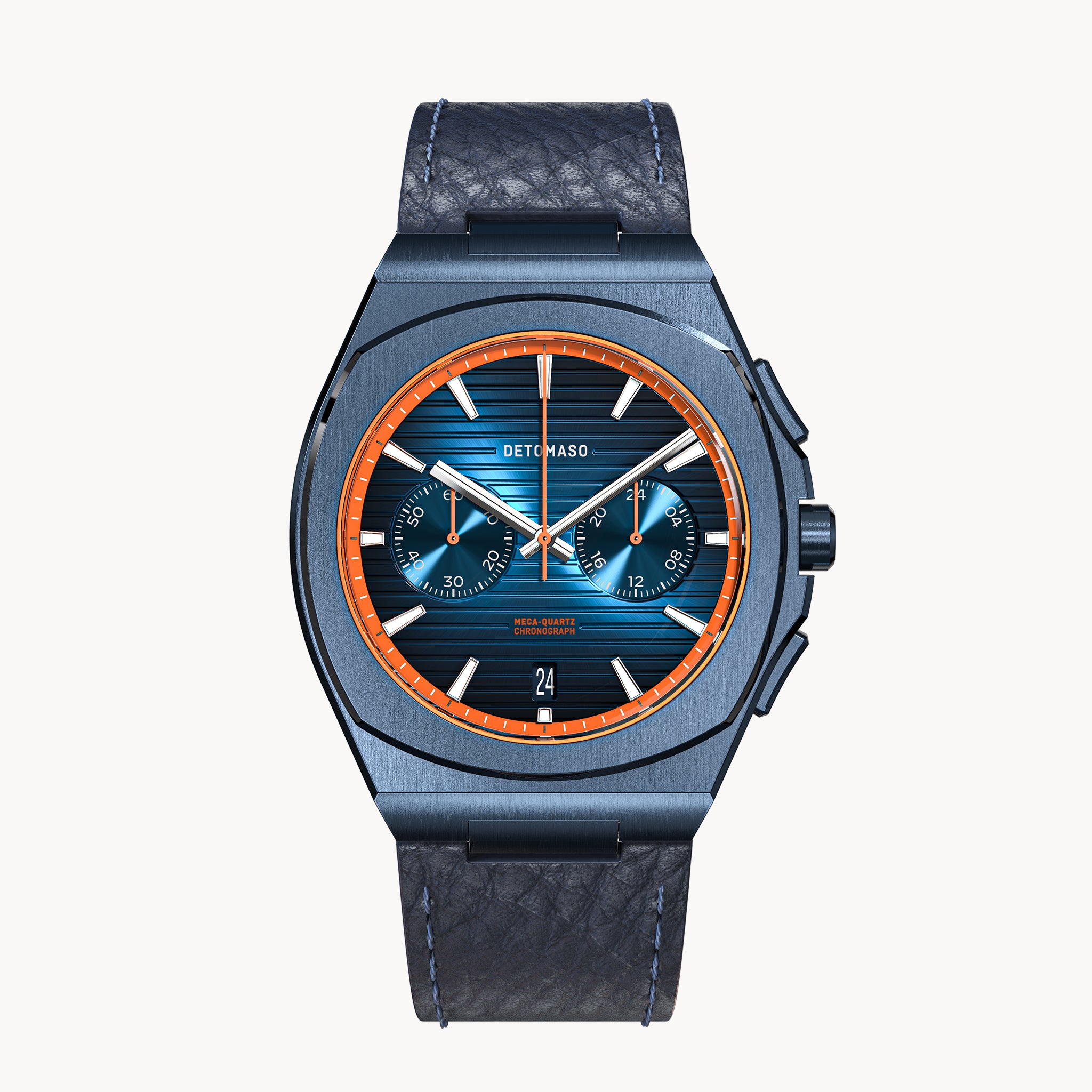 VOLTRE CHRONOGRAPH FIRST EDITION BLUE ORANGE - Leather Blue Venere - Detomaso Watches