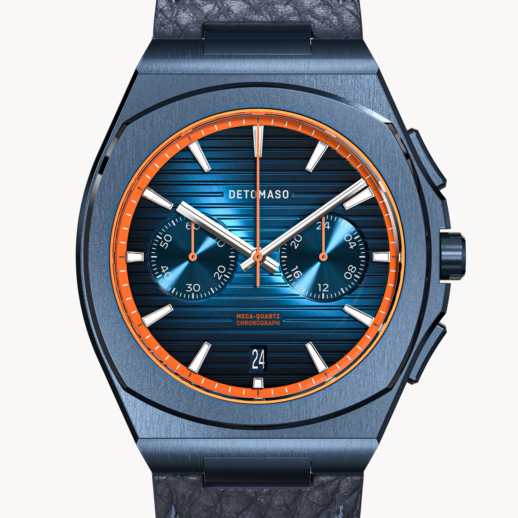 VOLTRE CHRONOGRAPH FIRST EDITION BLUE ORANGE - Leather Blue Venere - Detomaso Watches