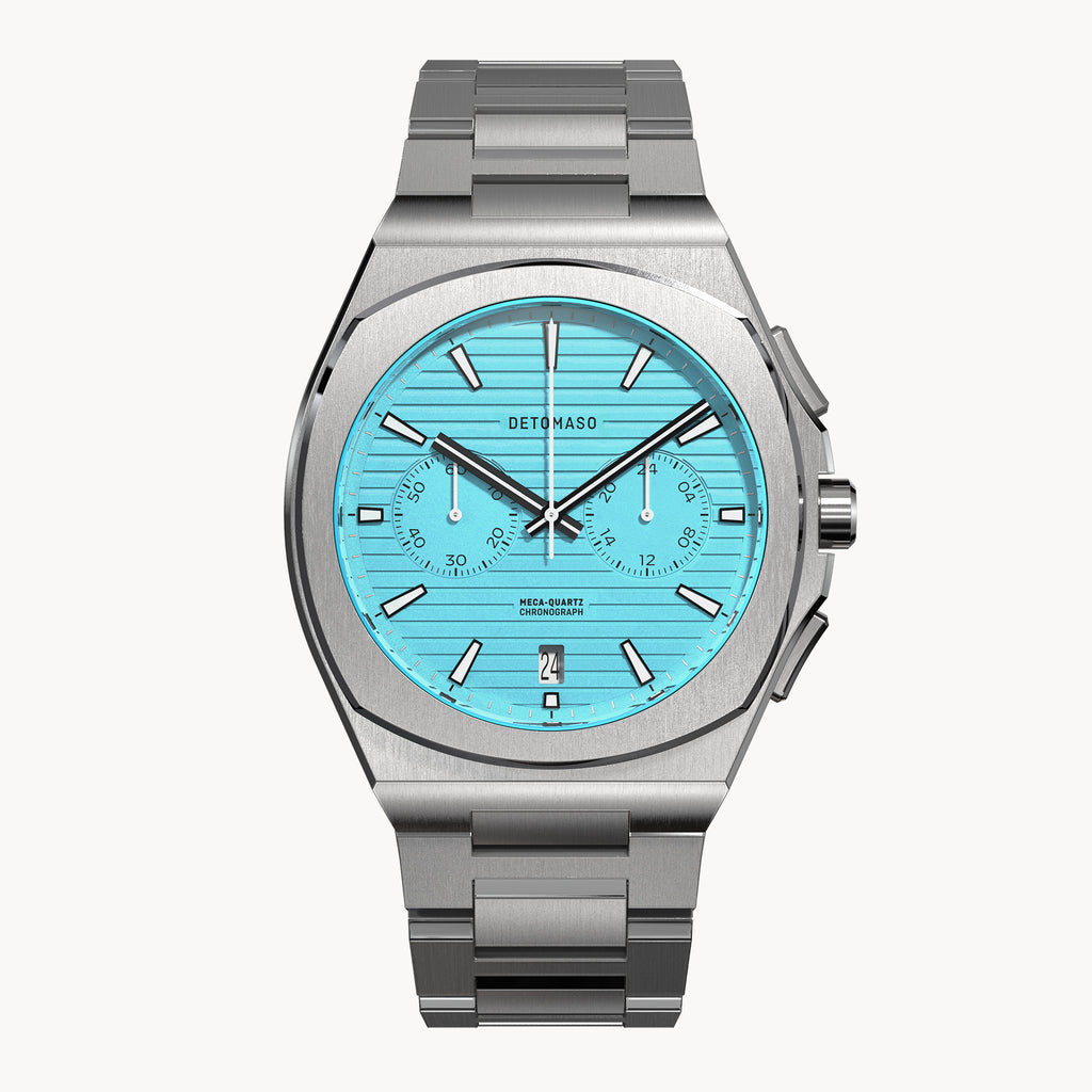 VOLTRE CHRONOGRAPH FIRST EDITION MINTY BLUE - Stainless steel Silver Matte - Detomaso Watches