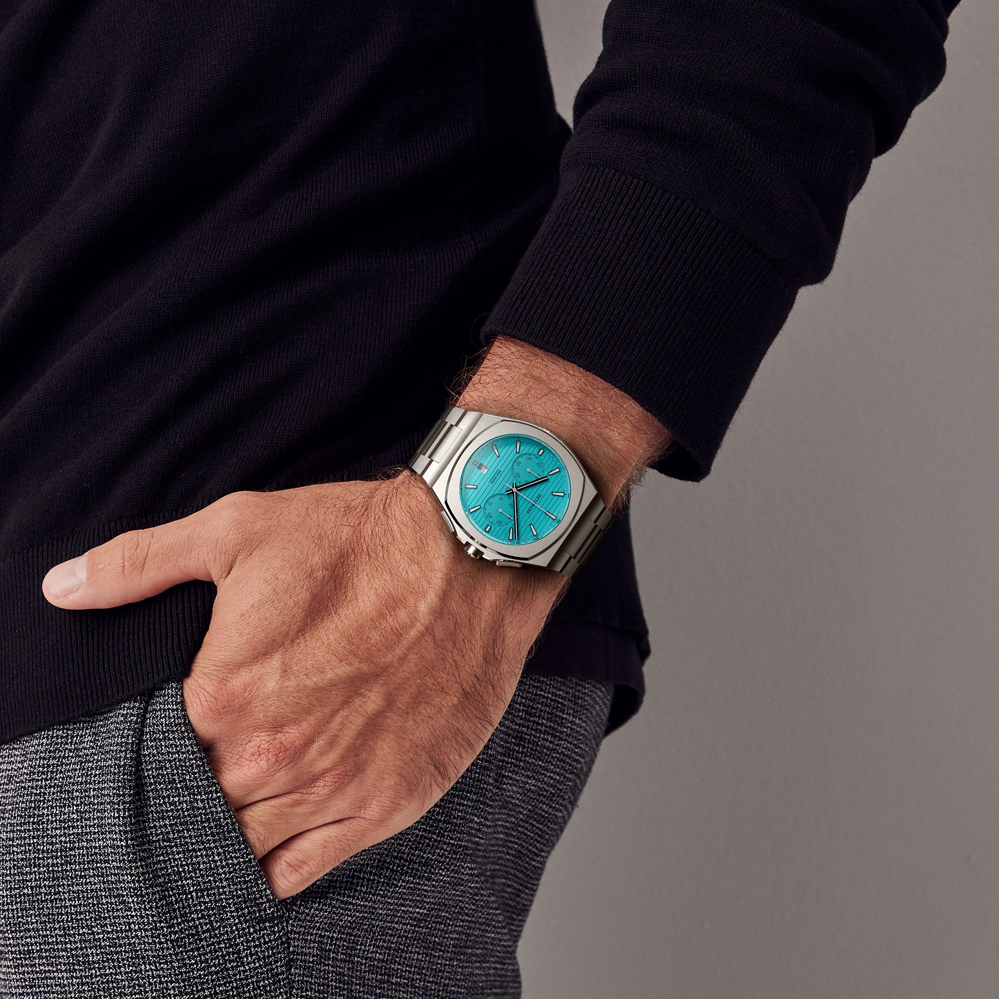 VOLTRE CHRONOGRAPH FIRST EDITION MINTY BLUE - Stainless steel Silver Matte - Detomaso Watches