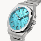 VOLTRE CHRONOGRAPH FIRST EDITION MINTY BLUE - Mesh Silver Brushed - Detomaso Watches