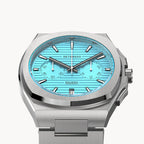 VOLTRE CHRONOGRAPH FIRST EDITION MINTY BLUE - Mesh Silver Brushed - Detomaso Watches