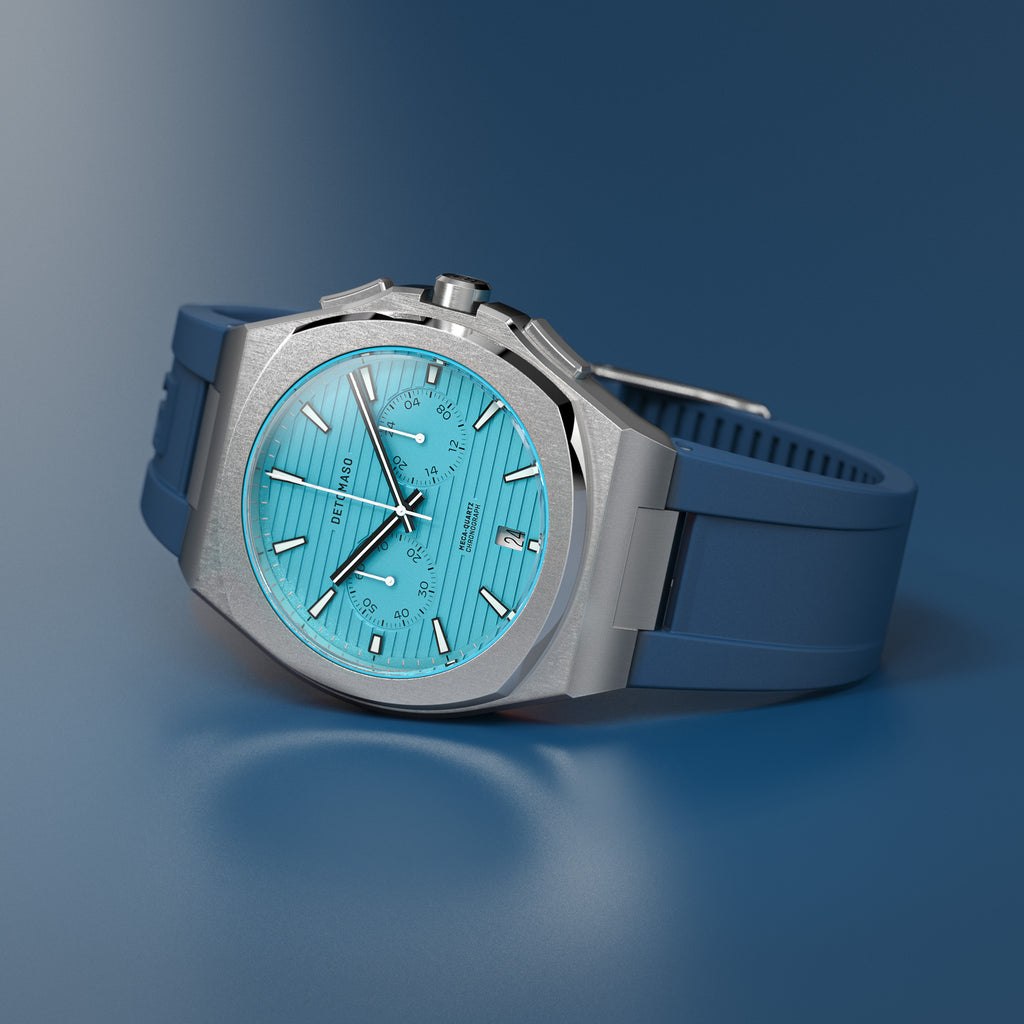 VOLTRE CHRONOGRAPH FIRST EDITION MINTY BLUE - reTPU Blue Matte - Detomaso Watches