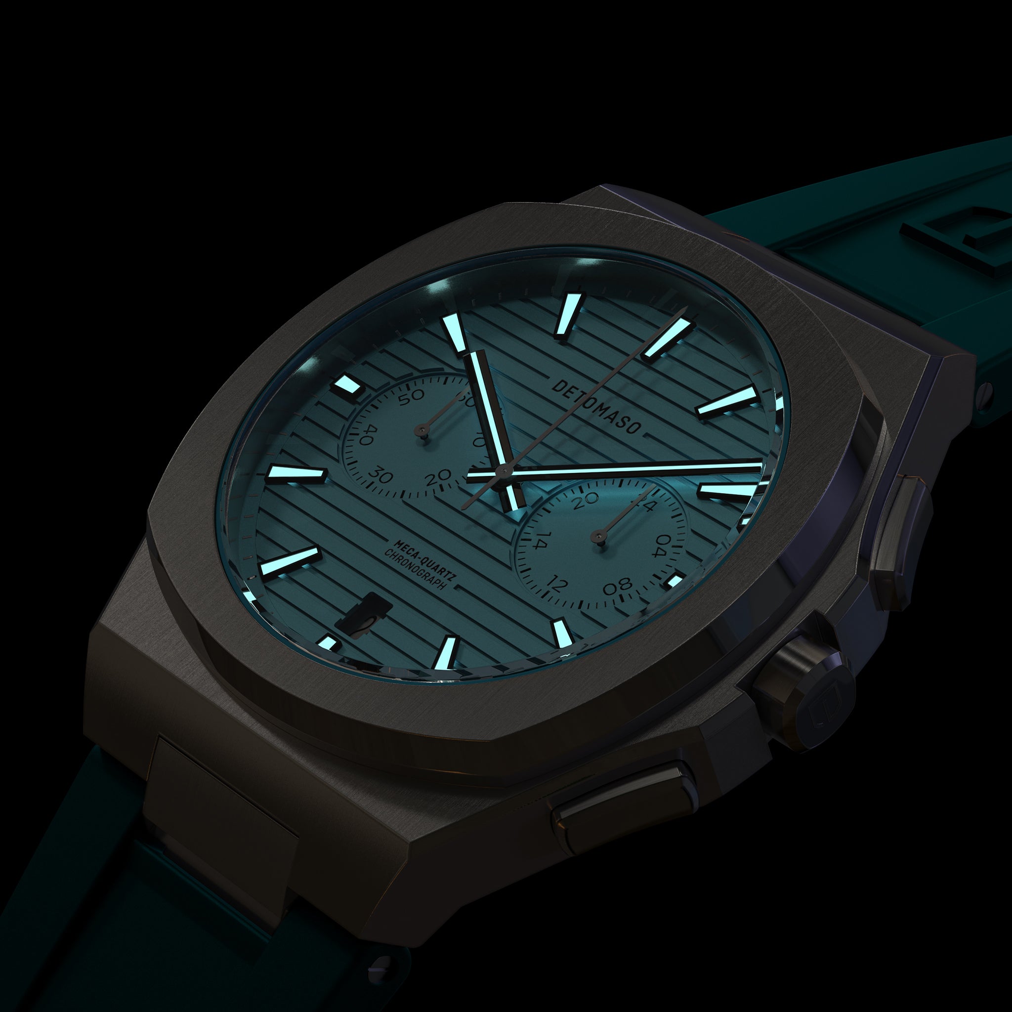 VOLTRE CHRONOGRAPH FIRST EDITION MINTY BLUE - reTPU Turquoise Matte - Detomaso Watches