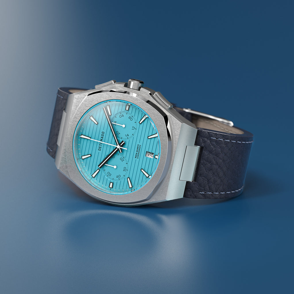 VOLTRE CHRONOGRAPH FIRST EDITION MINTY BLUE - Leather Blue Venere - Detomaso Watches