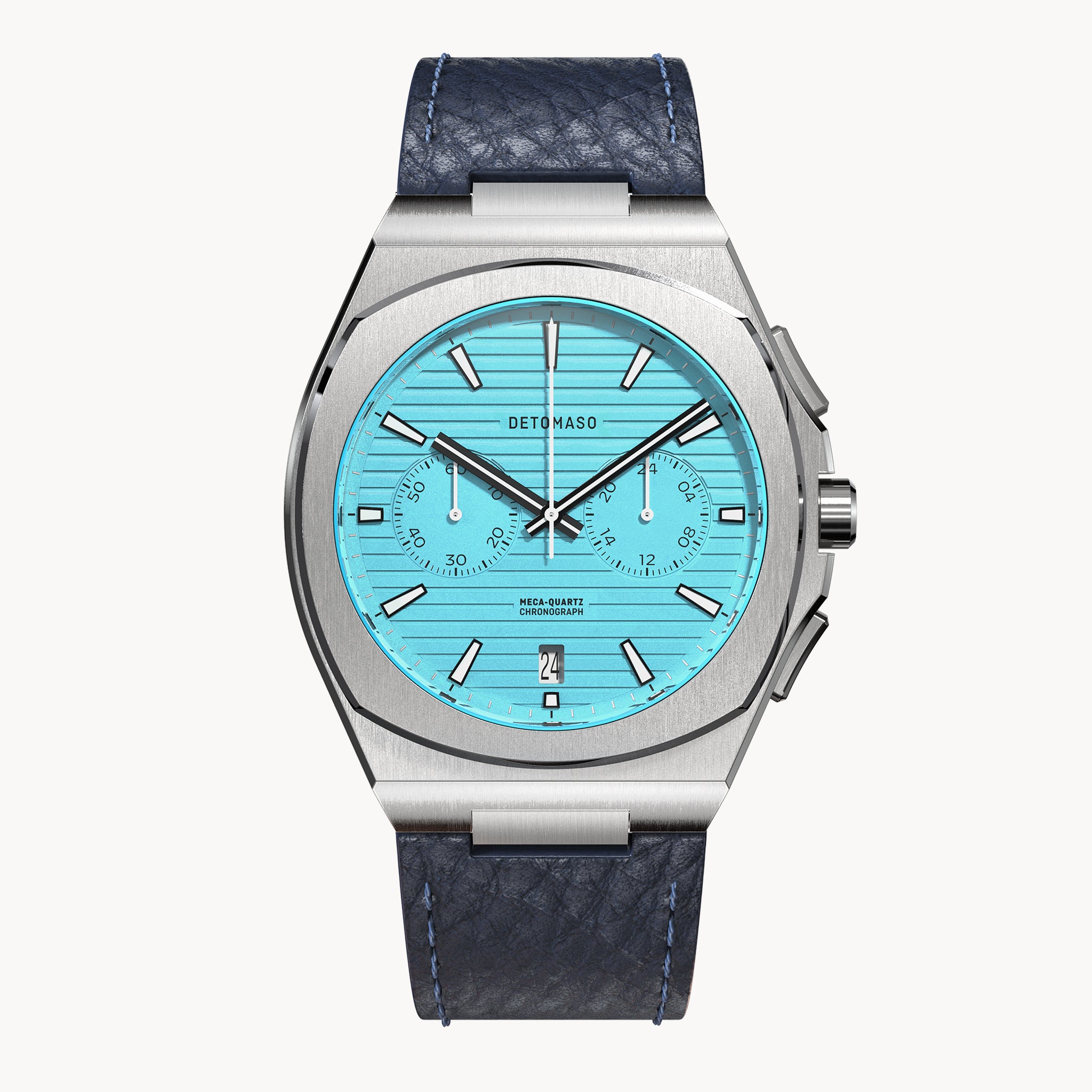 VOLTRE CHRONOGRAPH FIRST EDITION MINTY BLUE - Leather Blue Venere - Detomaso Watches