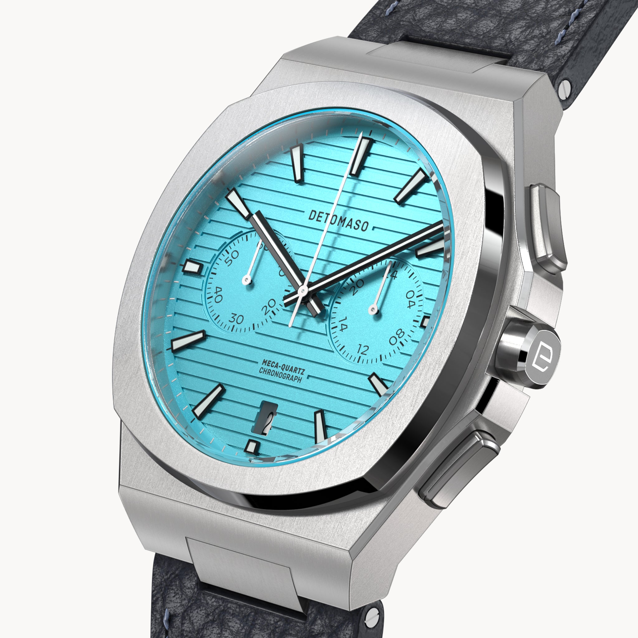 VOLTRE CHRONOGRAPH FIRST EDITION MINTY BLUE - Leather Blue Venere - Detomaso Watches