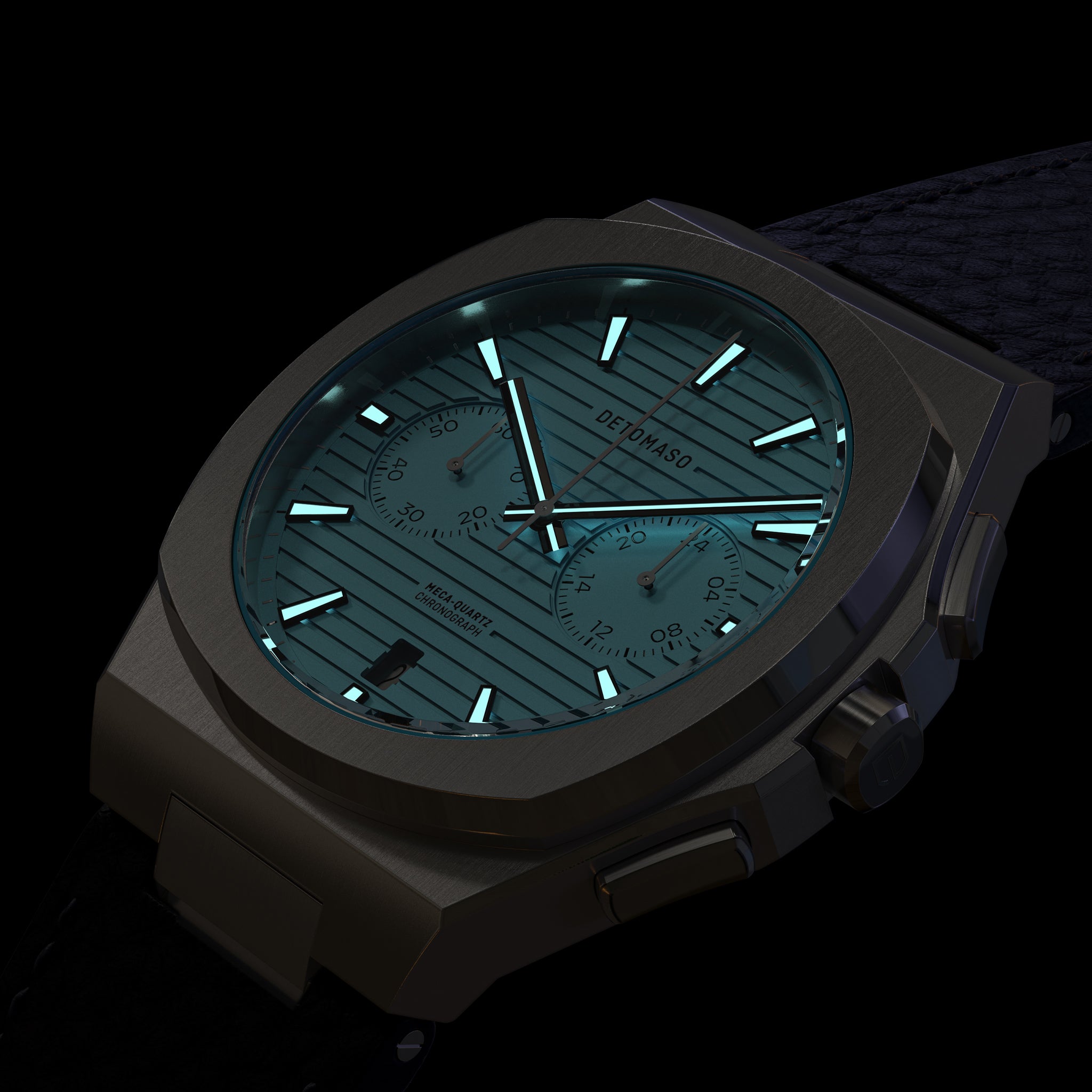 VOLTRE CHRONOGRAPH FIRST EDITION MINTY BLUE - Leather Blue Venere - Detomaso Watches