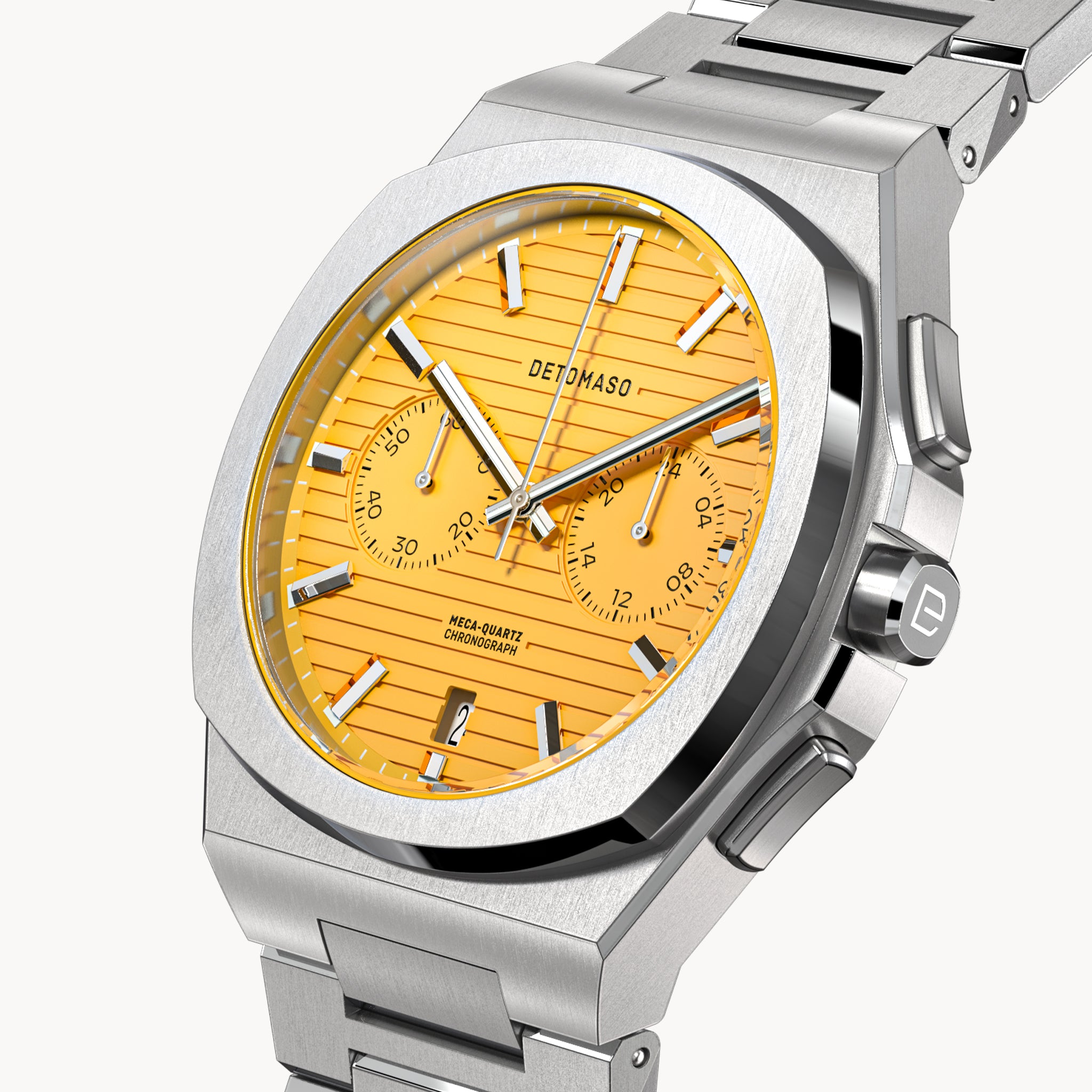 VOLTRE CHRONOGRAPH FIRST EDITION GIALLO - Stainless steel Silver Matte - Detomaso Watches