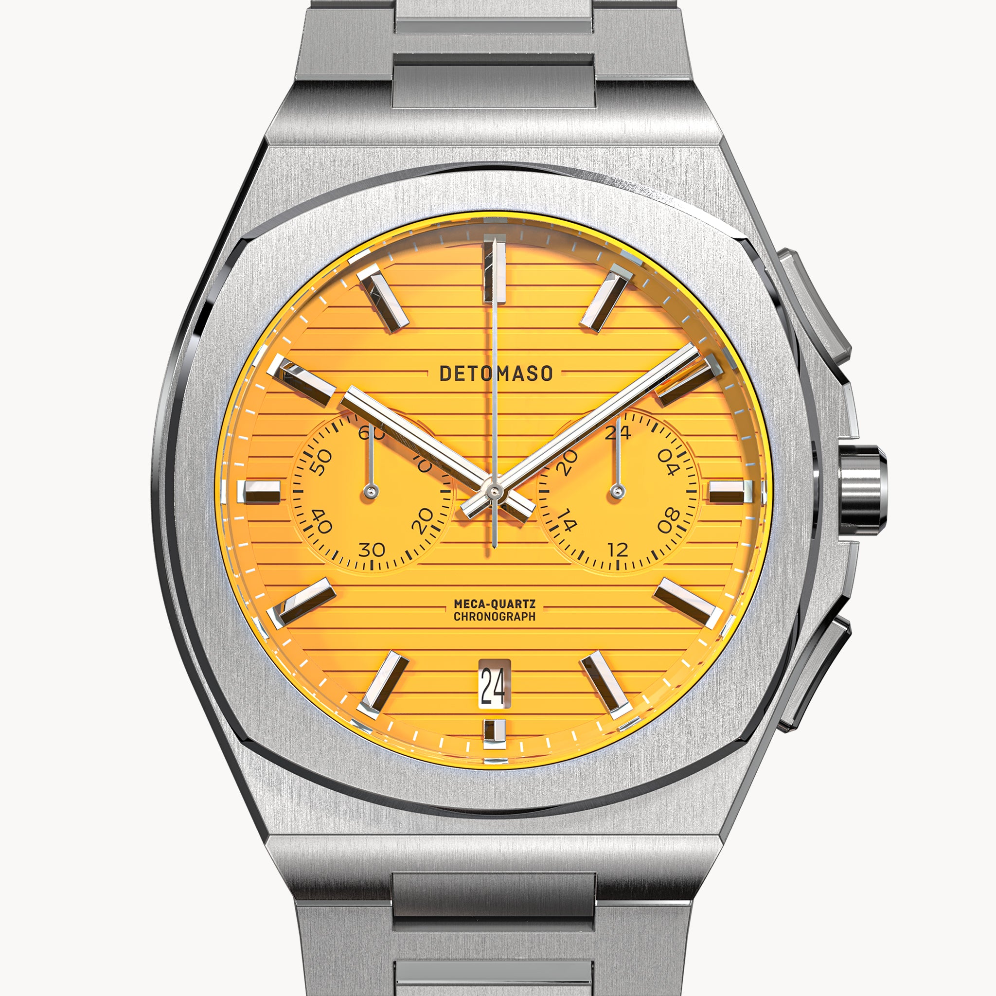 VOLTRE CHRONOGRAPH FIRST EDITION GIALLO - Stainless steel Silver Matte - Detomaso Watches