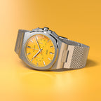 VOLTRE CHRONOGRAPH FIRST EDITION GIALLO - Mesh Silver Brushed - Detomaso Watches