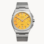VOLTRE CHRONOGRAPH FIRST EDITION GIALLO - Mesh Silver Brushed - Detomaso Watches