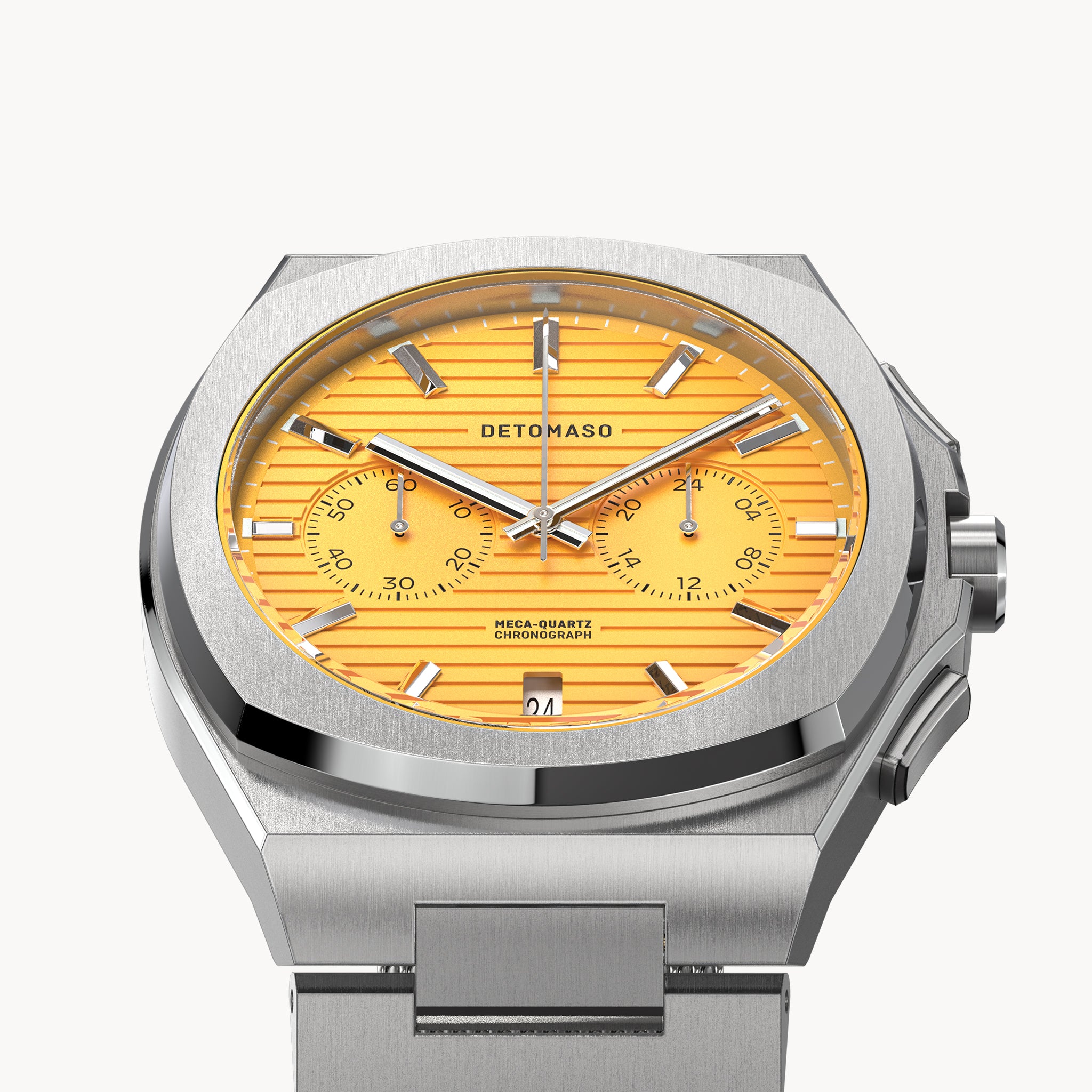 VOLTRE CHRONOGRAPH FIRST EDITION GIALLO - Mesh Silver Brushed - Detomaso Watches