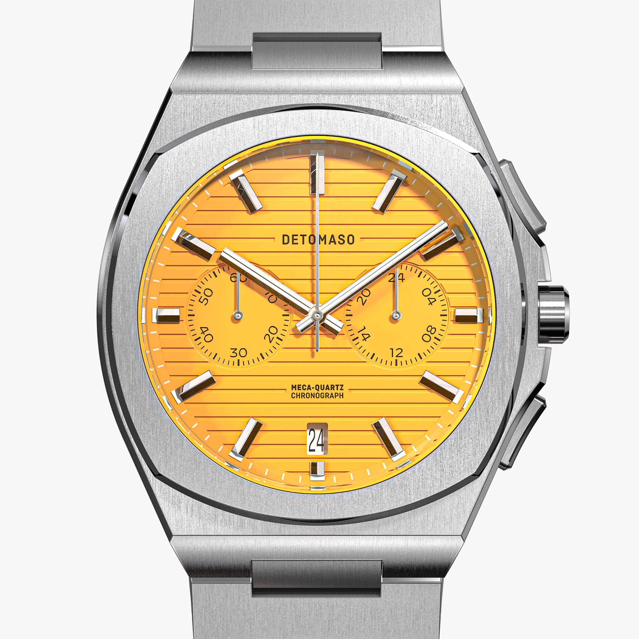 VOLTRE CHRONOGRAPH FIRST EDITION GIALLO - Mesh Silver Brushed - Detomaso Watches