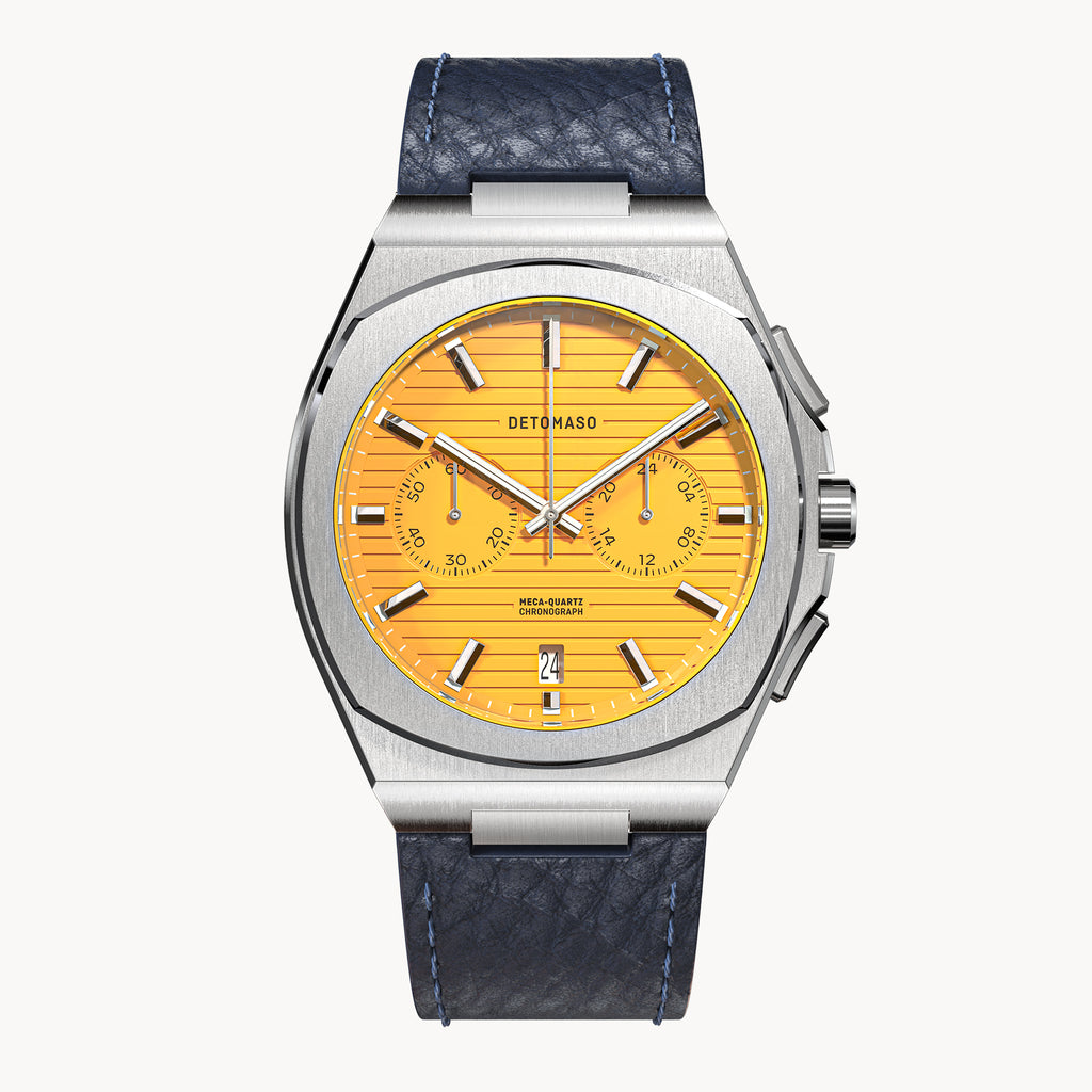 VOLTRE CHRONOGRAPH FIRST EDITION GIALLO - Leather Blue Venere - Detomaso Watches