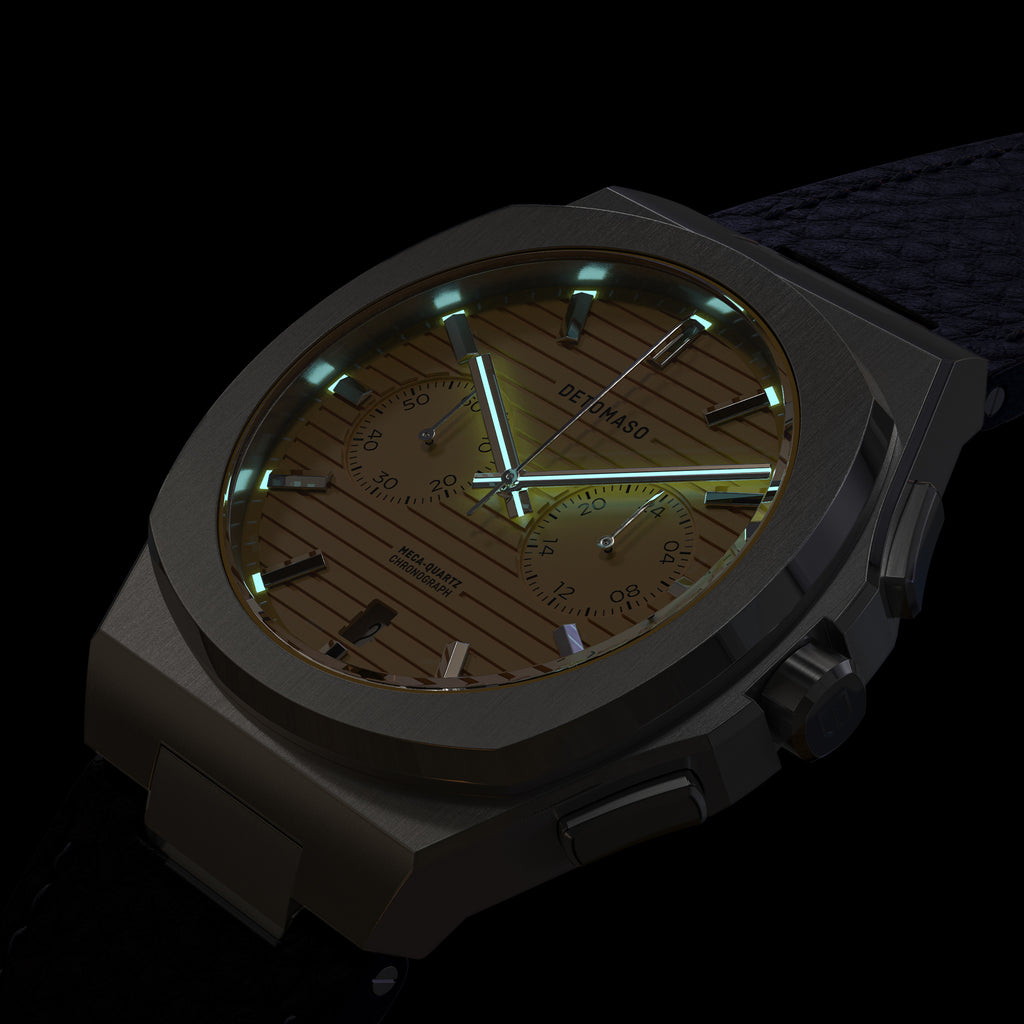 VOLTRE CHRONOGRAPH FIRST EDITION GIALLO - Leather Blue Venere - Detomaso Watches