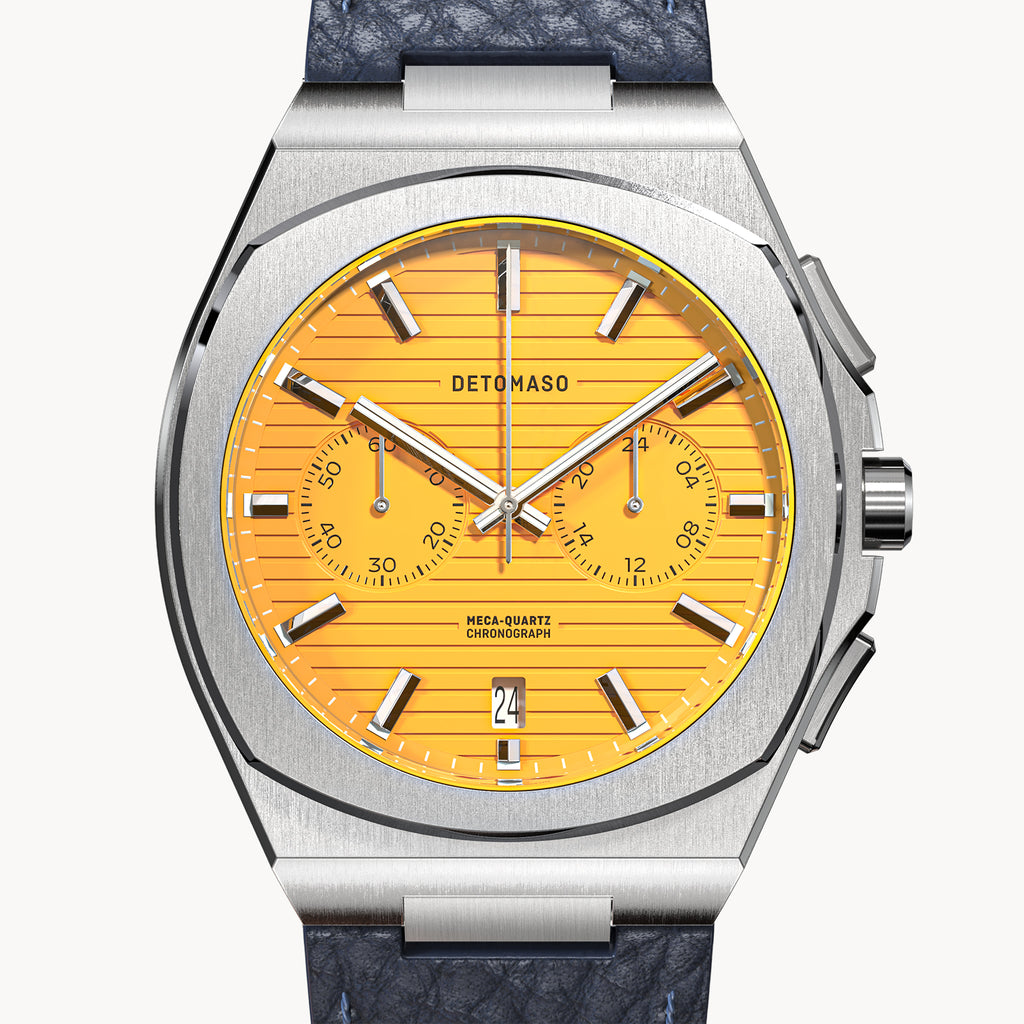 VOLTRE CHRONOGRAPH FIRST EDITION GIALLO - Leather Blue Venere - Detomaso Watches