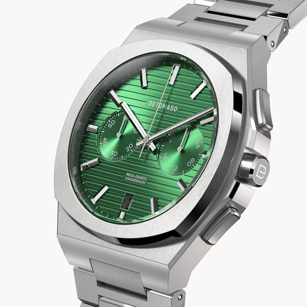 VOLTRE CHRONOGRAPH FIRST EDITION GREEN - Stainless steel Silver Matte - Detomaso Watches