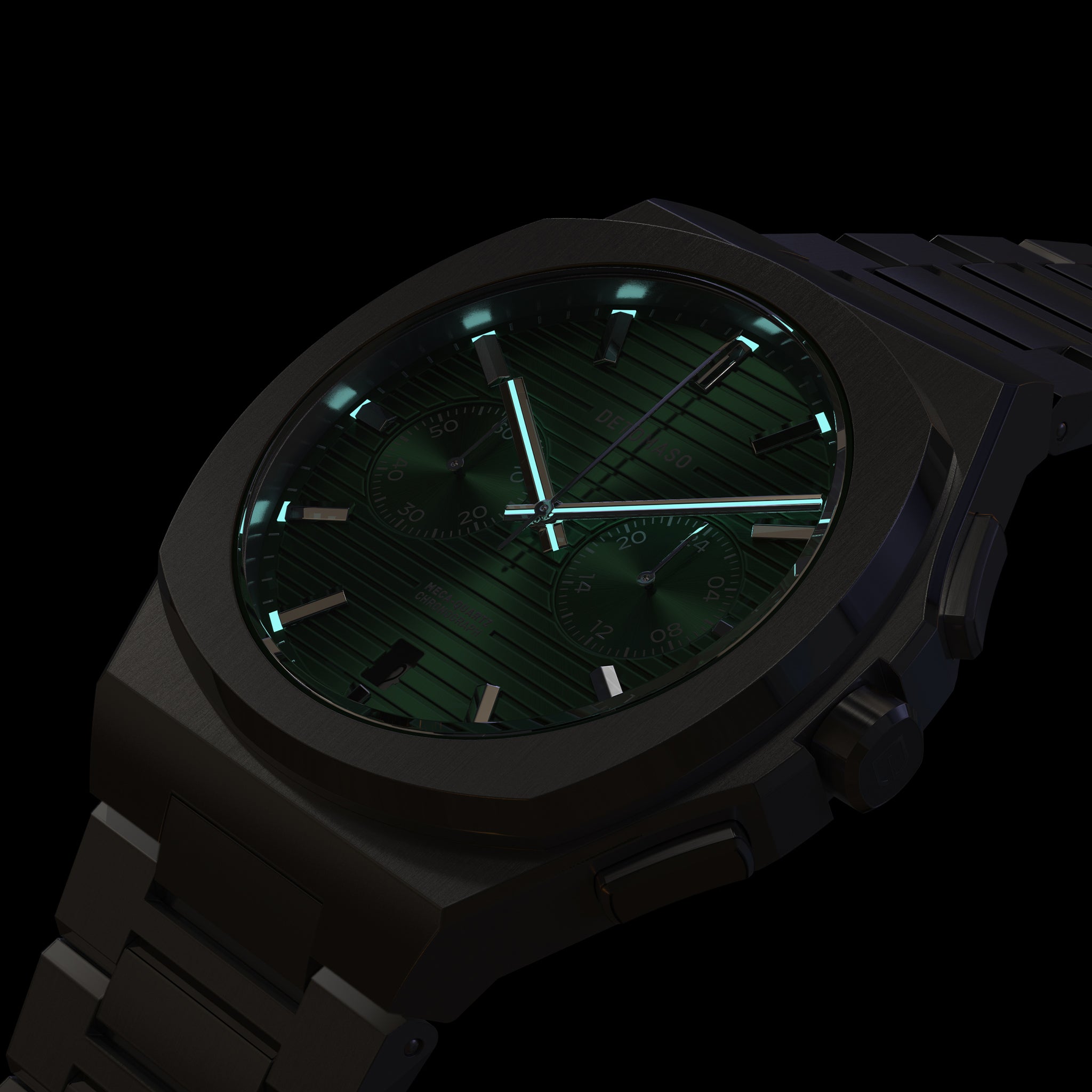 VOLTRE CHRONOGRAPH FIRST EDITION GREEN - Stainless steel Silver Matte - Detomaso Watches