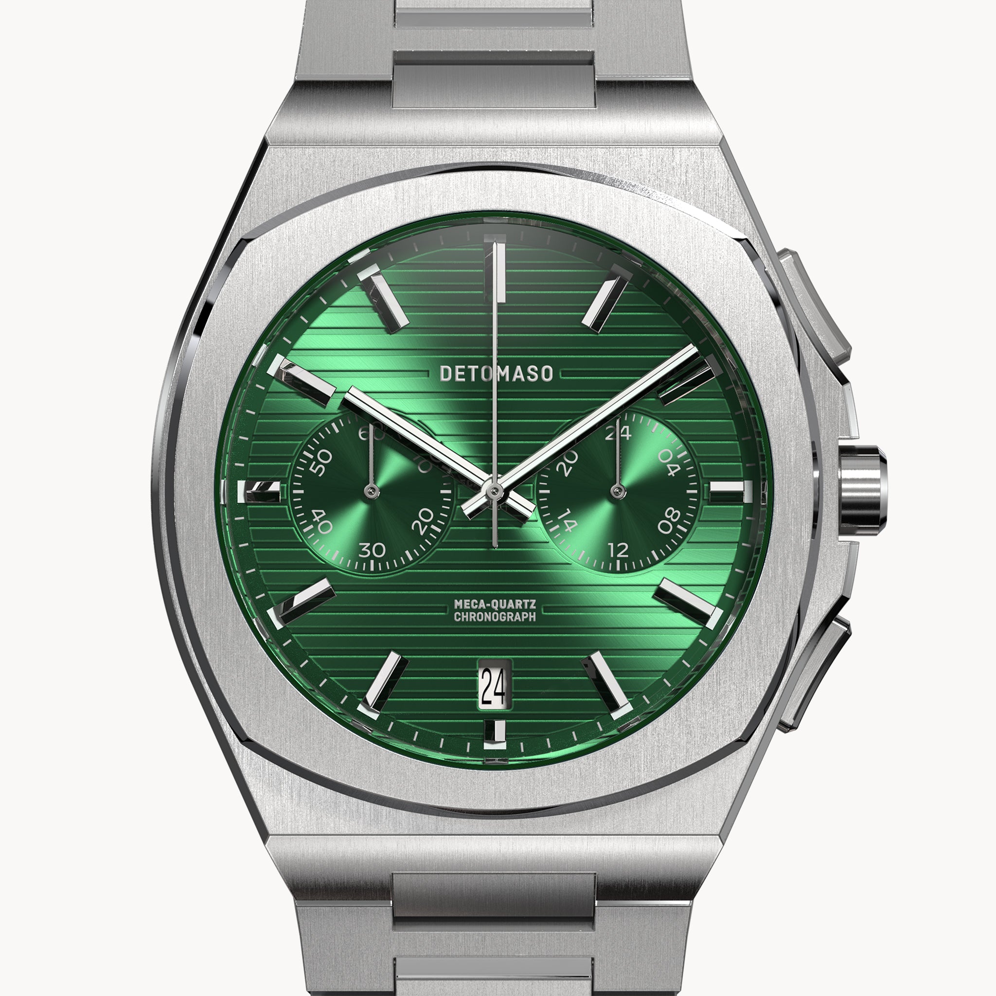 VOLTRE CHRONOGRAPH FIRST EDITION GREEN - Stainless steel Silver Matte - Detomaso Watches