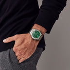 VOLTRE CHRONOGRAPH FIRST EDITION GREEN - Mesh Silver Brushed - Detomaso Watches