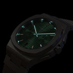 VOLTRE CHRONOGRAPH FIRST EDITION GREEN - Mesh Silver Brushed - Detomaso Watches