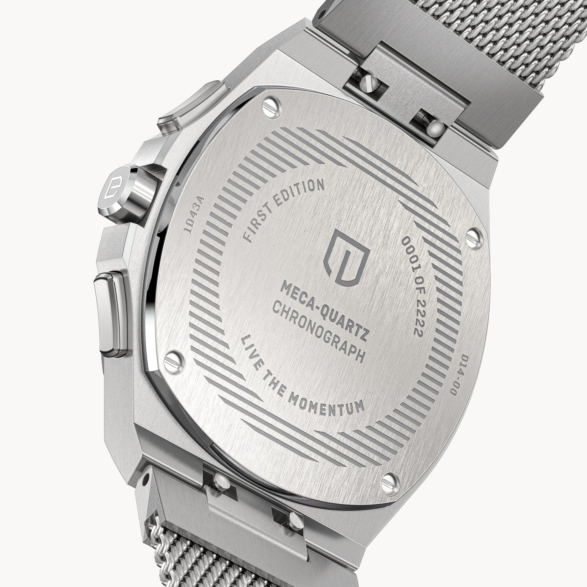 VOLTRE CHRONOGRAPH FIRST EDITION GREEN - Mesh Silver Brushed - Detomaso Watches