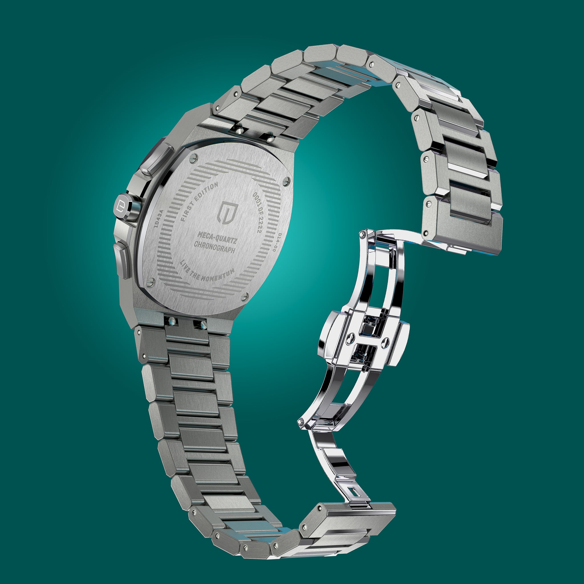 VOLTRE CHRONO PETROL - Stainless steel Silver Matte - Detomaso Watches